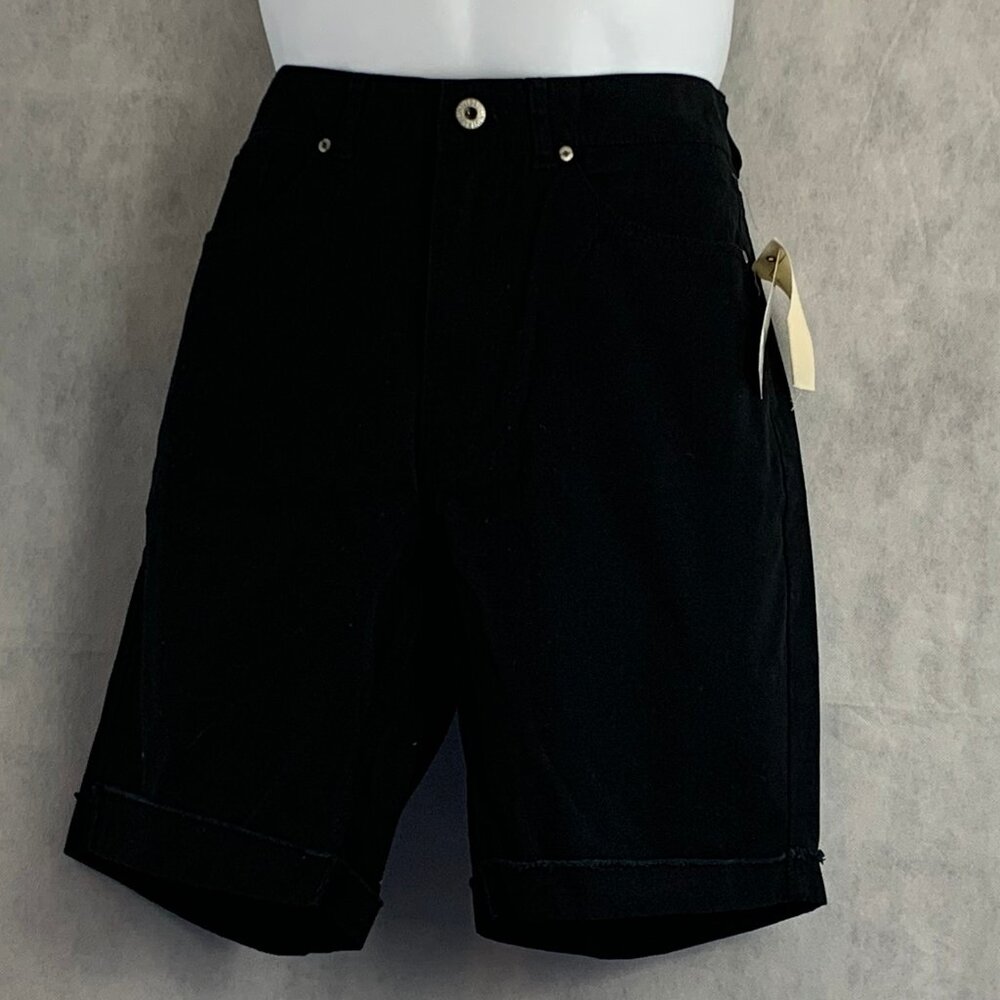Univibe Men's Solid Collab Twill Cuffed Shorts, Black, Size 34 / 34W